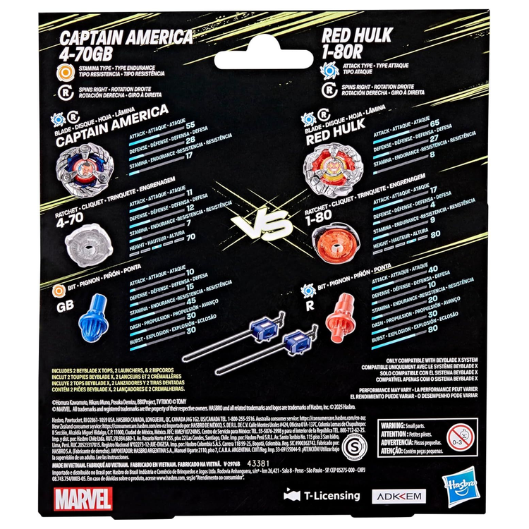 Captain America VS Red Hulk Hasbro Beyblade X Marvel Collab