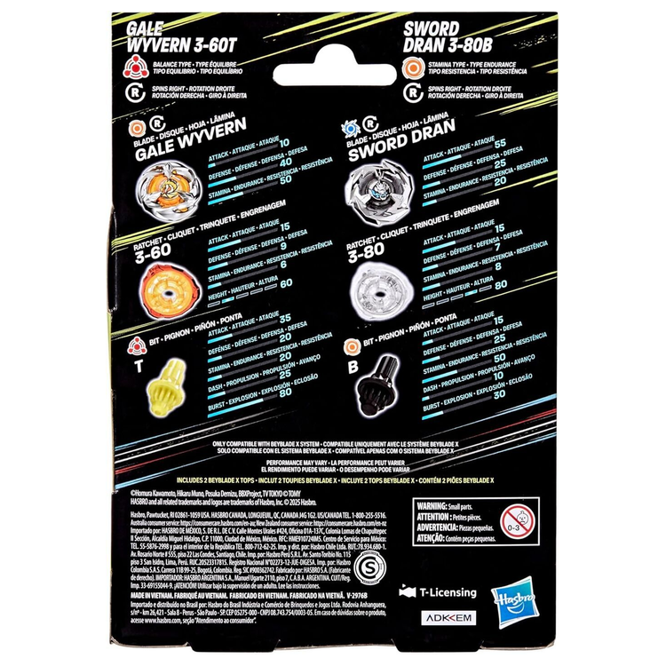 Gale Wyvern et Sword Dran Hasbro Beyblade