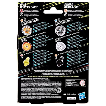 Gale Wyvern et Sword Dran Hasbro Beyblade