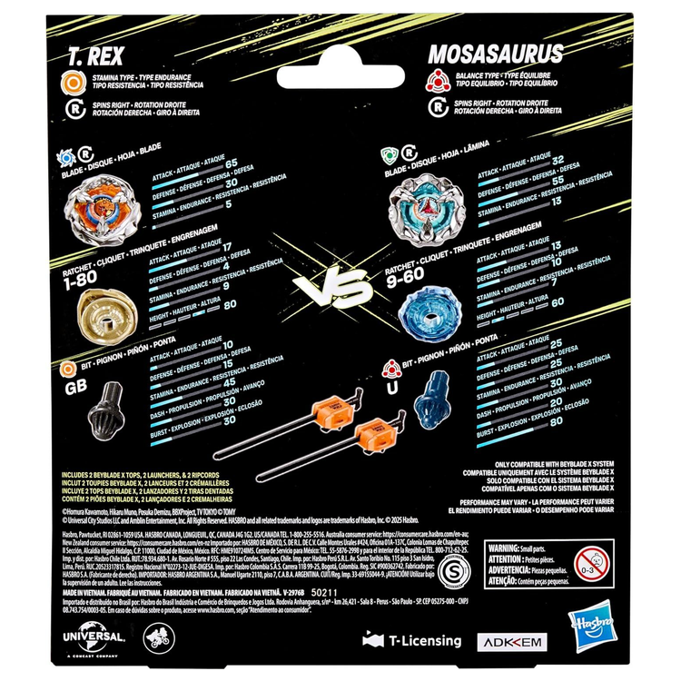 T. Rex vs Mosasaurus Beyblade Jurassic World Collab